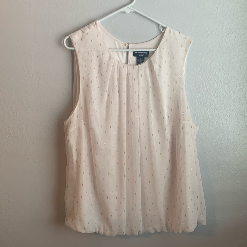 Liz Claiborne Career Pale Pink Bubble Hem Tank with Metallic Embellishments 2X